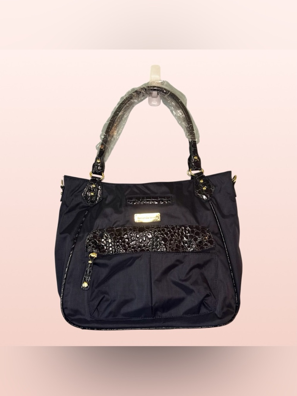 Samantha Brown Navy Croc-Trim Tote & Handbag 2 Piece Set, NWT